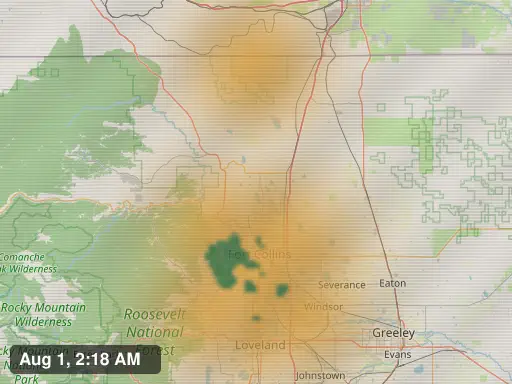 Air quality heatmap — Fort Collins area